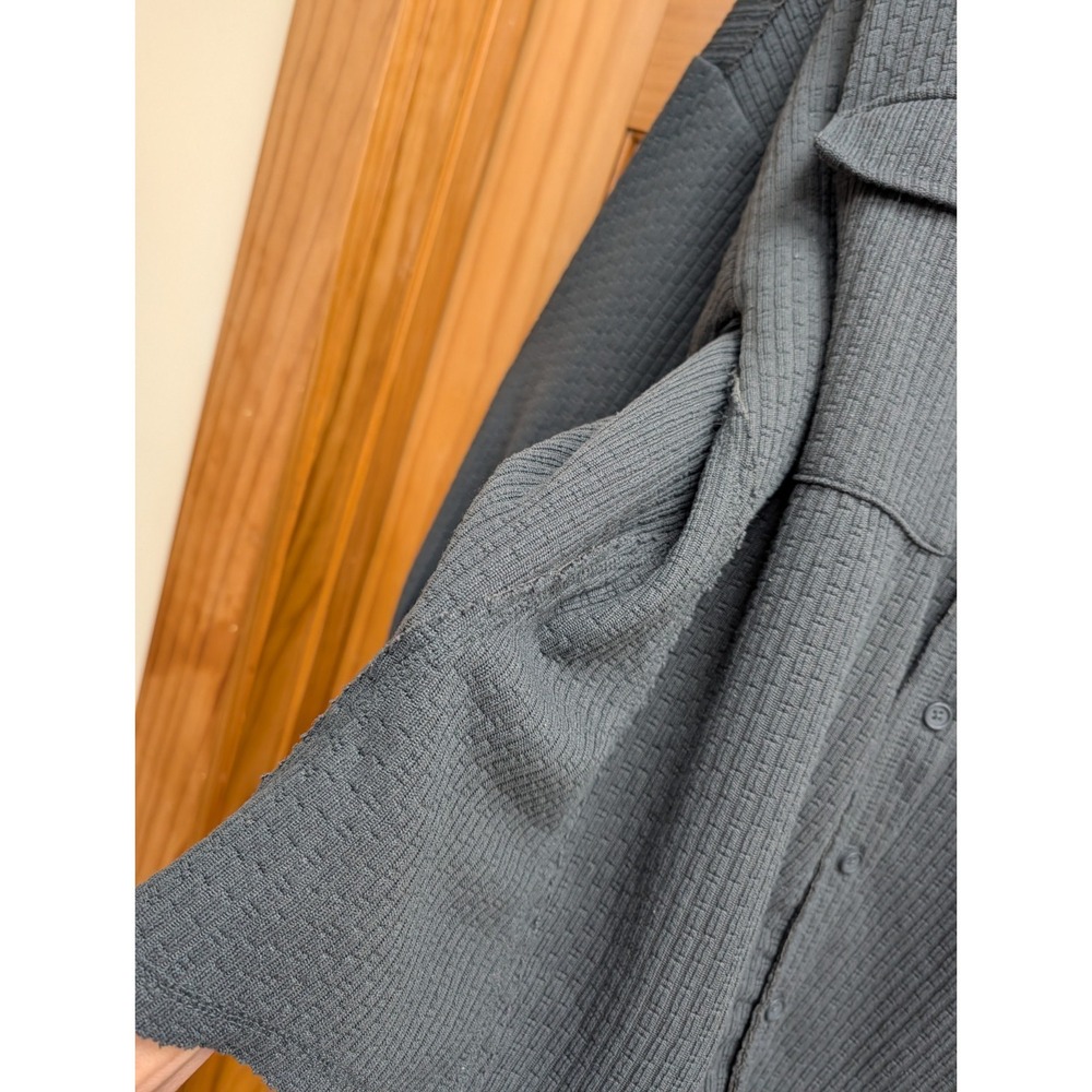 New In Men Large Jacket Gray Button Front Ragged Edges Seams Heavy Cable Knit - Picture 7 of 11